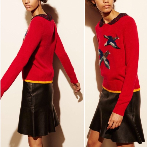 Coach Red Bird Intarsia-Knit Cashmere Sweater - Picture 9 of 9
